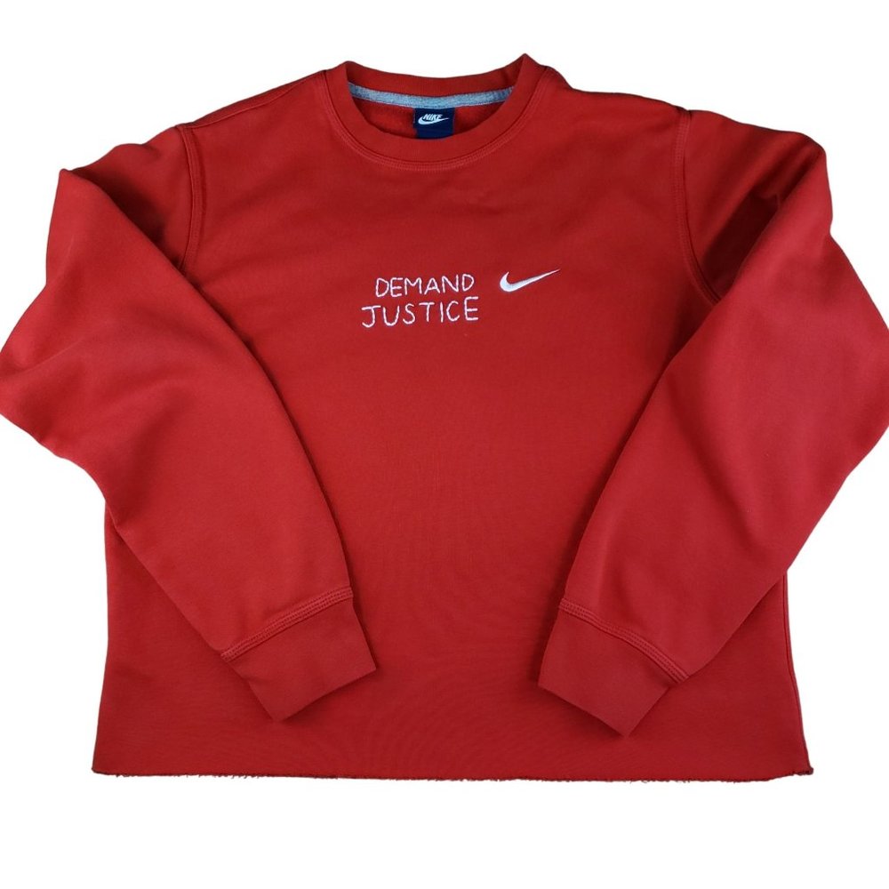 Nike Upcycle Demand Justice Red Sweatshirt Medium Activist Statement
